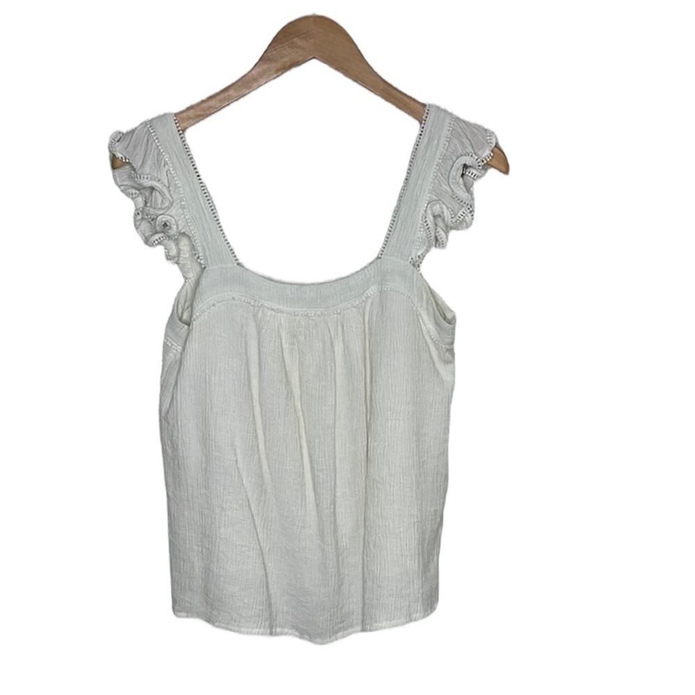 The Impeccable Pig White Ruffle Tank Top Women Size M